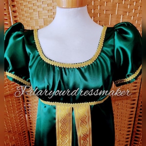 Vestido de cetim sob medida, vestido do século 18, feito sob encomenda, feito sob medida, feito sob medida, vestido império