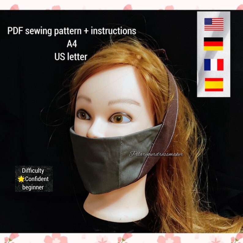 Mask Sewing Pattern / Handmaid's Mask Pattern / Adult Size / A4 / US ...
