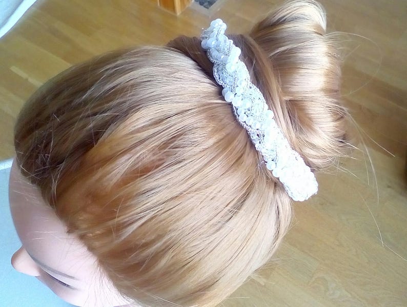 Satin and pearl headband