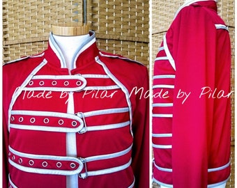 Tailored, Freddie jacket, red jacket, rock jacket show, made to measure, unisex jacket, made to order, stage jacket