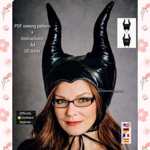 Horn Headdress Sewing Pattern PDF, Devil Horn Headpiece, Cosplay Costume Headwear, PDF Sewing Pattern Beginner, 2 adult sizes