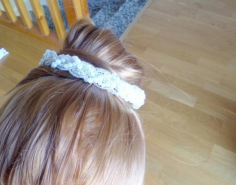 Satin and pearl headband