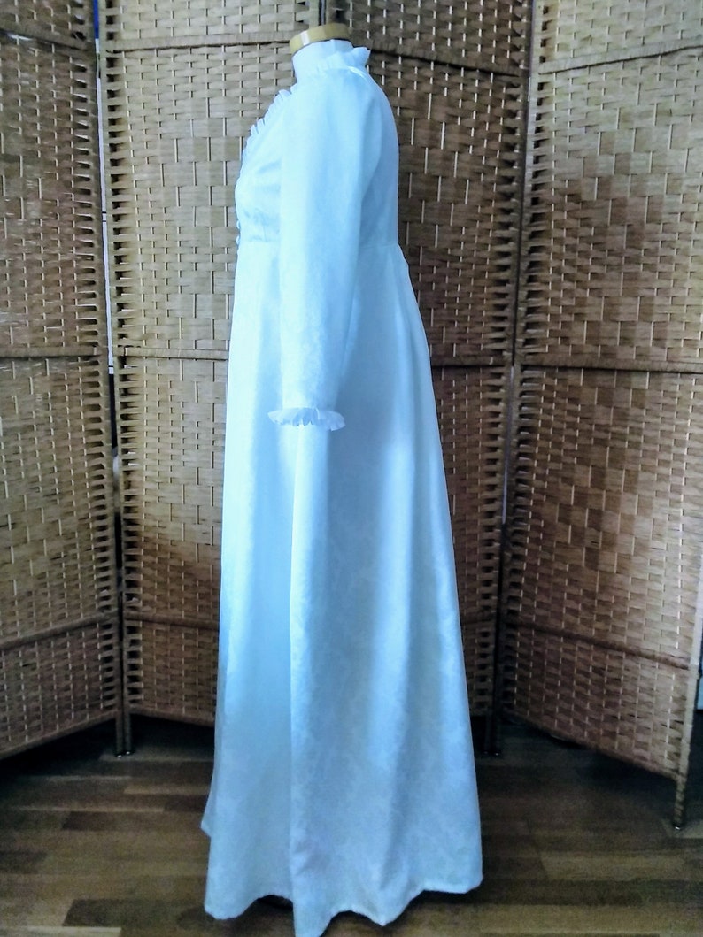 sat brocade coat,White coat Regency coat,18th century gown,made to order