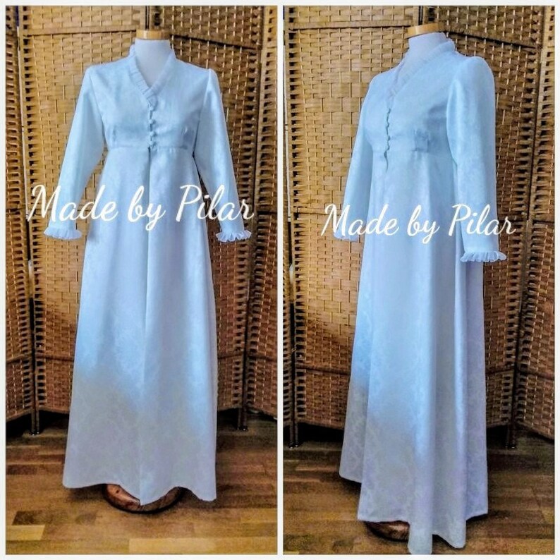 sat brocade coat,White coat Regency coat,18th century gown,made to order