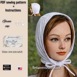 Cap 50,s sewing pattern PDF, A4, US letter, confident beginner