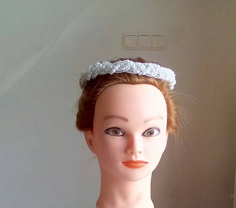 Satin and pearl headband
