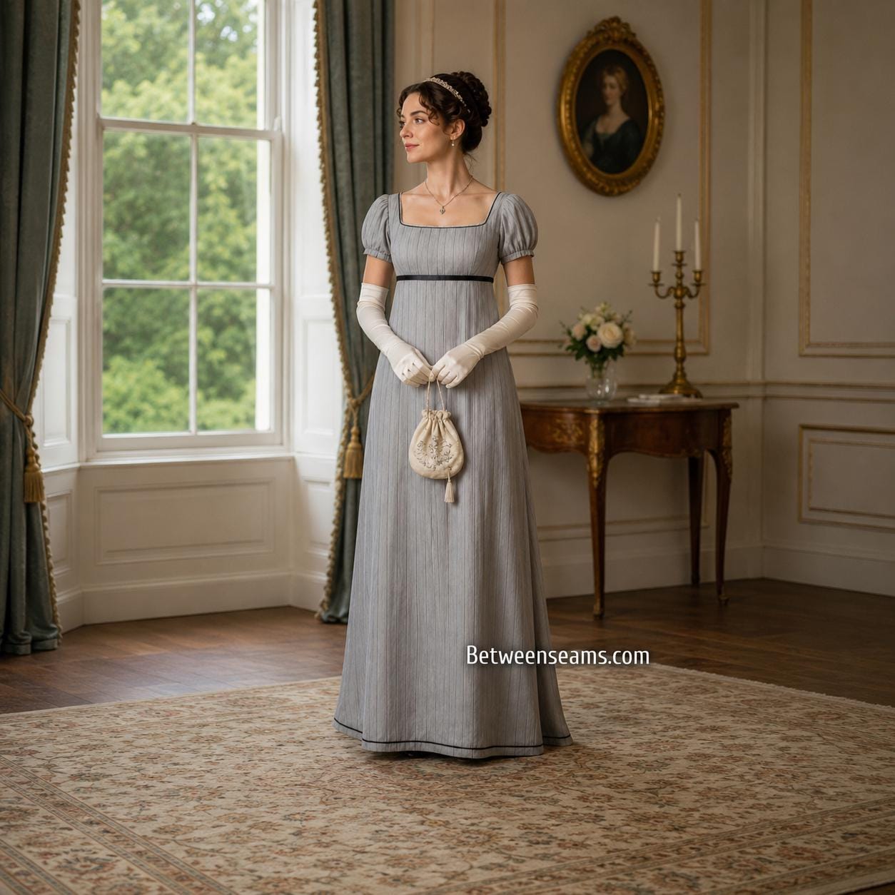 empire waist dresses bridgerton Burgundy Red Bridgerton Dress - Greek Goddess - Regency Ball Gown Empire Waist main image 1