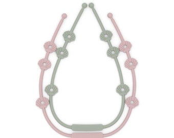 Catcher Set de 2 - Coquillage sauge blush / attache jouet bébé / sangle silicone pour gobelets, peluches, jouets