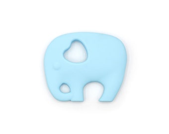 Anneau de dentition pince silicone bébé - éléphant bleu clair