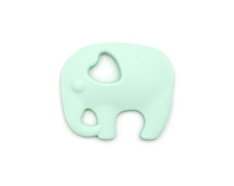 Anneau de dentition jouet à saisir silicone bébé - éléphant menthe