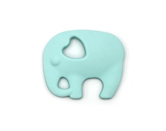 Anneau de dentition jouet à saisir silicone bébé - éléphant pastel turquoise