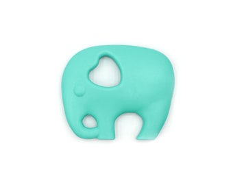 Anneau de dentition pince silicone bébé - éléphant turquoise