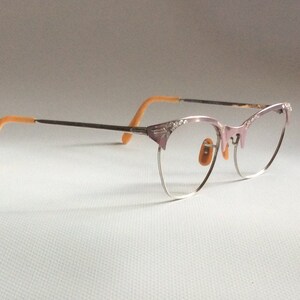NOS, Vintage late 1940s/50s 12kgf Dusty-Pink Etched Eyeglasses image 2