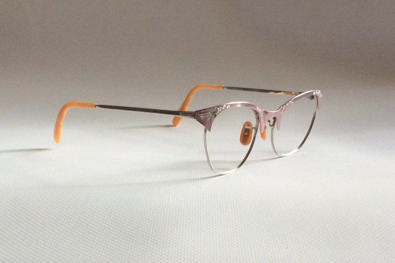 NOS, Vintage late 1940s/50s 12kgf Dusty-Pink Etched Eyeglasses image 2