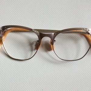 NOS, Vintage late 1940s/50s 12kgf Dusty-Pink Etched Eyeglasses image 3