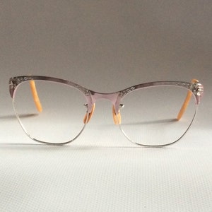NOS, Vintage late 1940s/50s 12kgf Dusty-Pink Etched Eyeglasses image 1