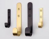 Solid Brass J Hook Brass Coat Hook Key Hooks Gold Hook Large Brass Hook Matt black hook Clothes Hook Clothes Hooks Wall Hook