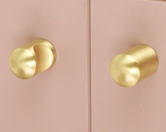 P13101C-PB 3" Brass Plate Curved Drawer Cabinet Pull Knob 