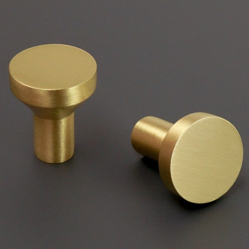 Grooved Circular Solid Brass Knobs Kitchen Etsy
