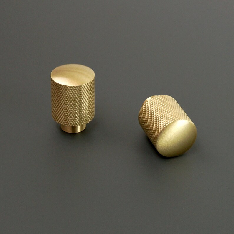 Knurled Button Knob Kitchen Knob Brass Etsy