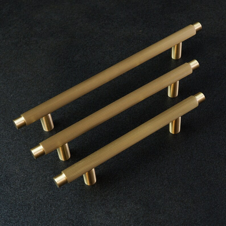Grooved T Bar Solid Brass Handles Brass Door Handles Etsy