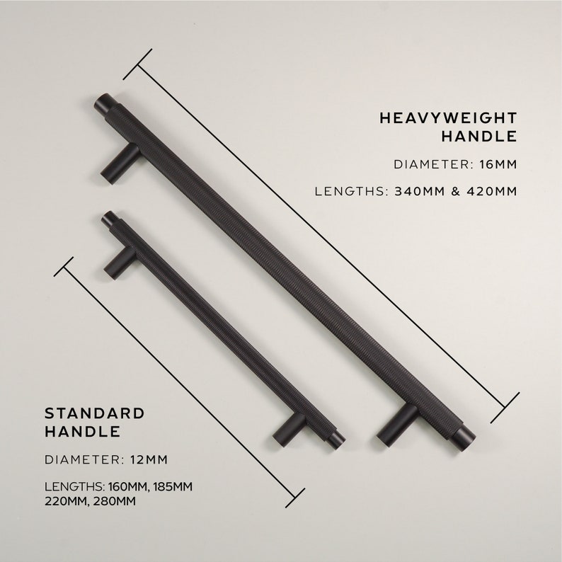 Knurled T Bar Solid Matt Black Handles Matt Black Etsy Canada