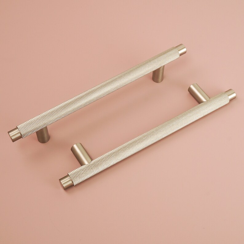 Knurled T Bar Solid Satin Nickel Handles Silver Door Etsy