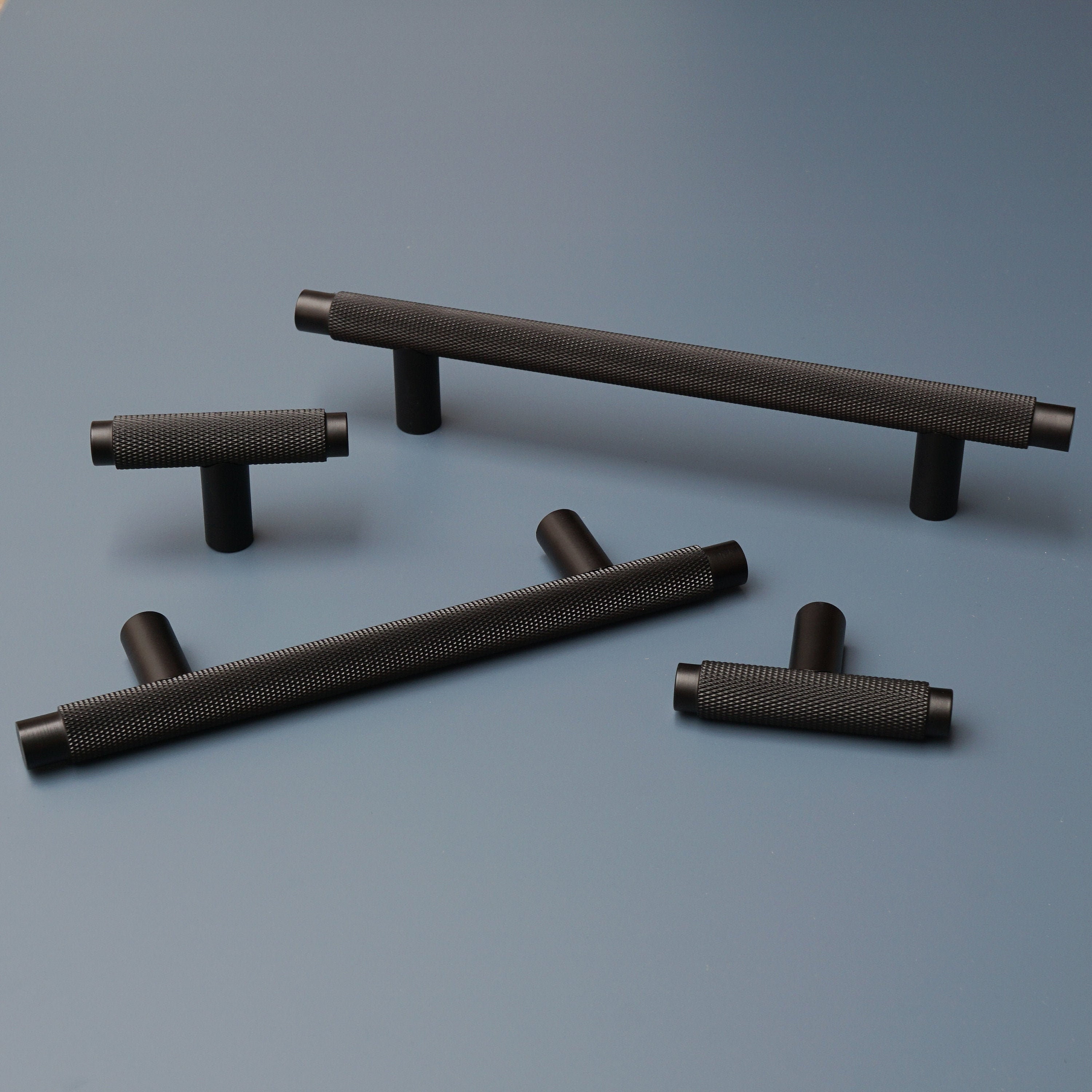 Knurled T Bar Solid Matt Black Cabinet Handles Matt Black Etsy