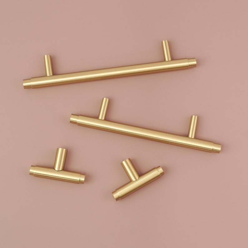 T Bar Solid Brass Handles Brass Door Handles Etsy