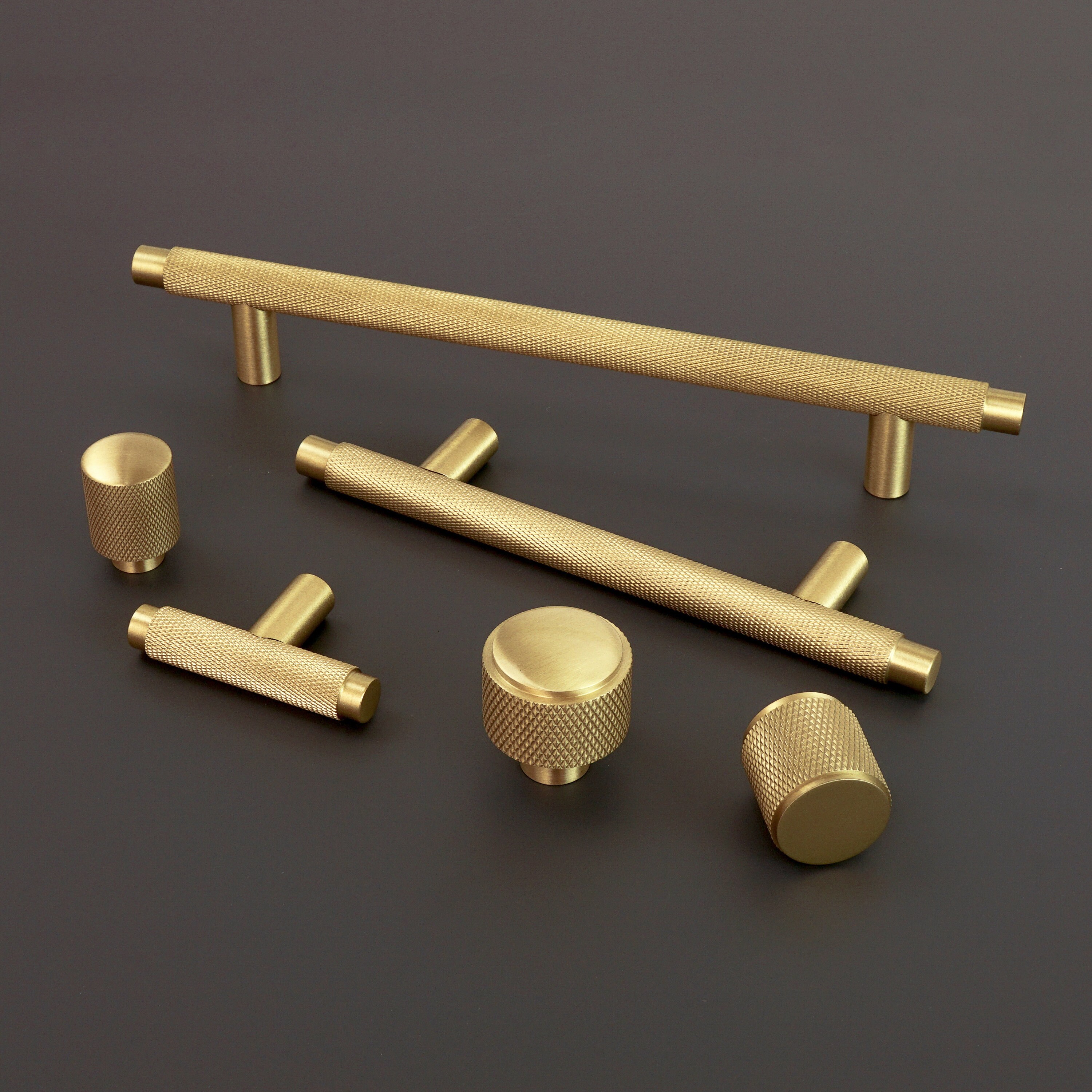 Knurled Kitchen Handles Solid Brass Satin Brass Door Handles Etsy