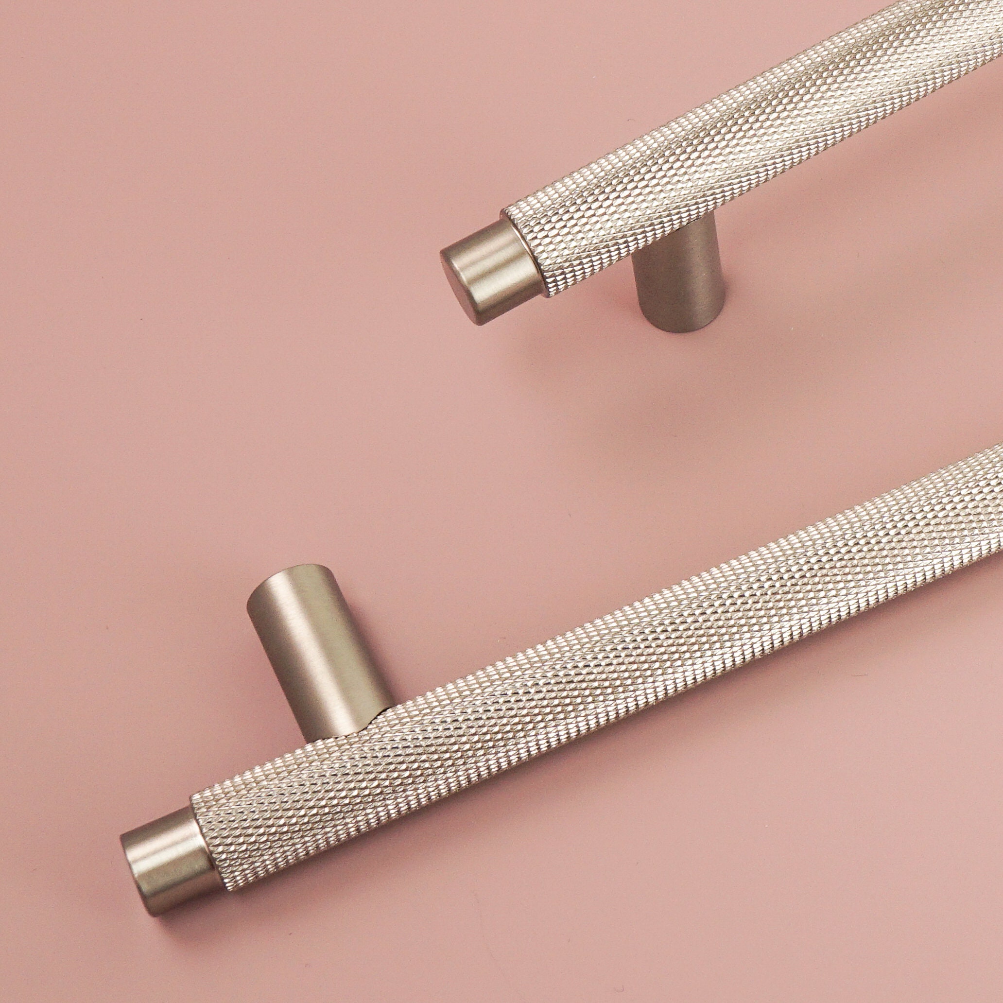 Knurled T Bar Solid Satin Nickel Handles Silver Door Etsy UK