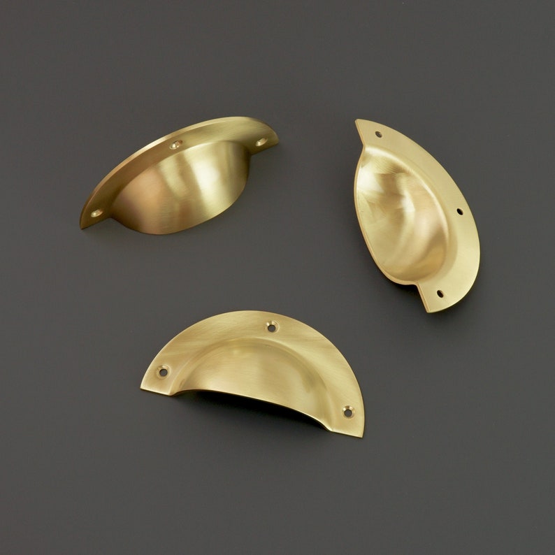 Luxury Solid Brass Cup Drawer Pulls Brass Door Pull Drawer Etsy