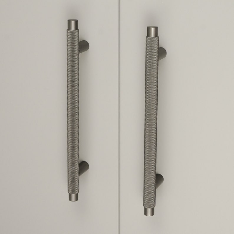 Knurled T Bar Solid Industrial Grey Handles Grey Etsy