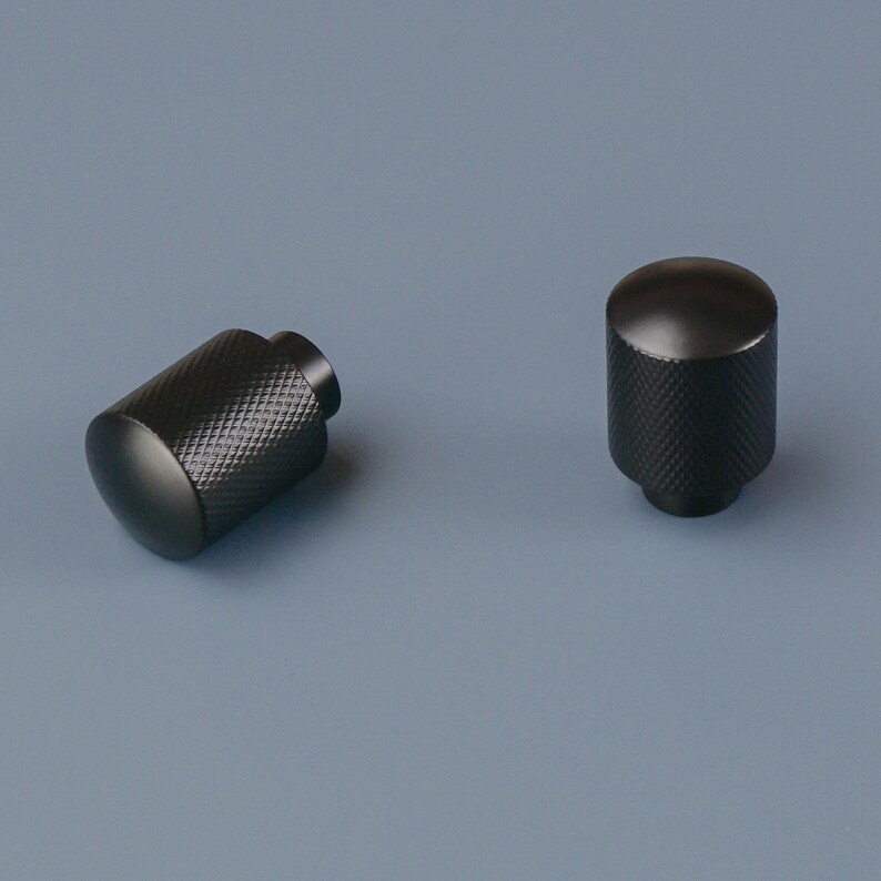 Black Knurled Button Knobs Kitchen Knobs Etsy