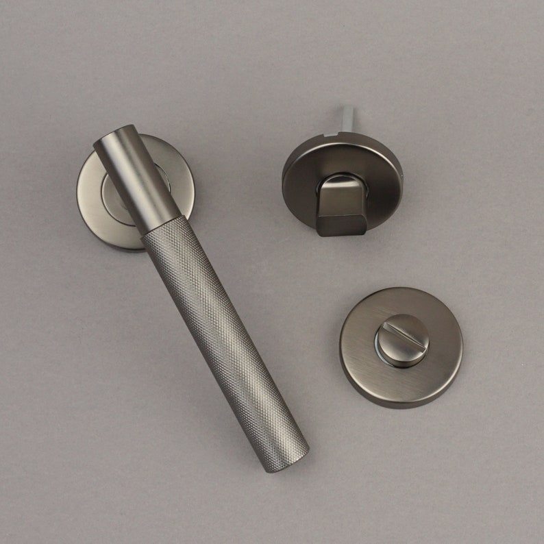 Grey Knurled Door Lever Handles Gunmetal Door handles Etsy