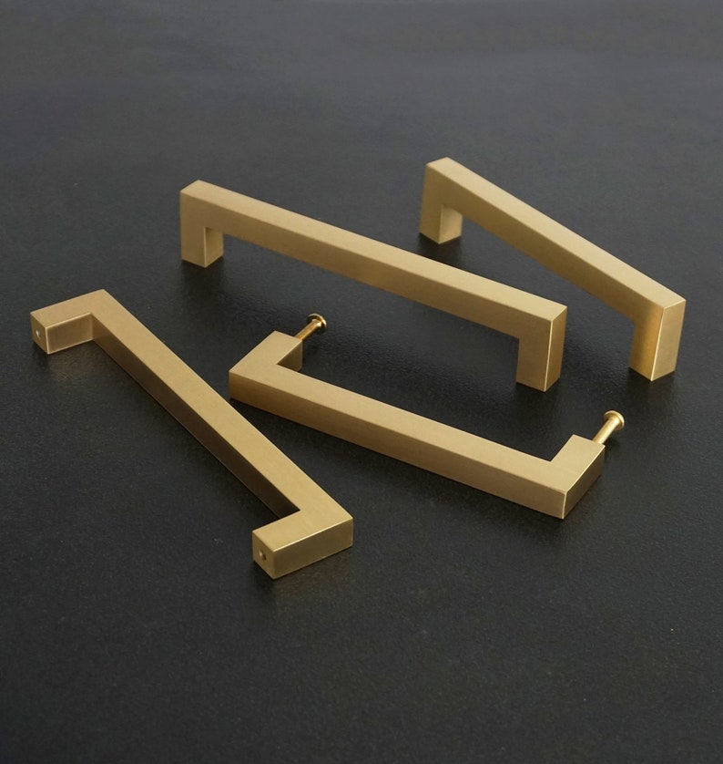 D Bar Rectangular Solid Brass Cabinet Handles Brass Door Handles Drawer Handles Door Handles Gold Drawer Pulls Brass Bar Pulls