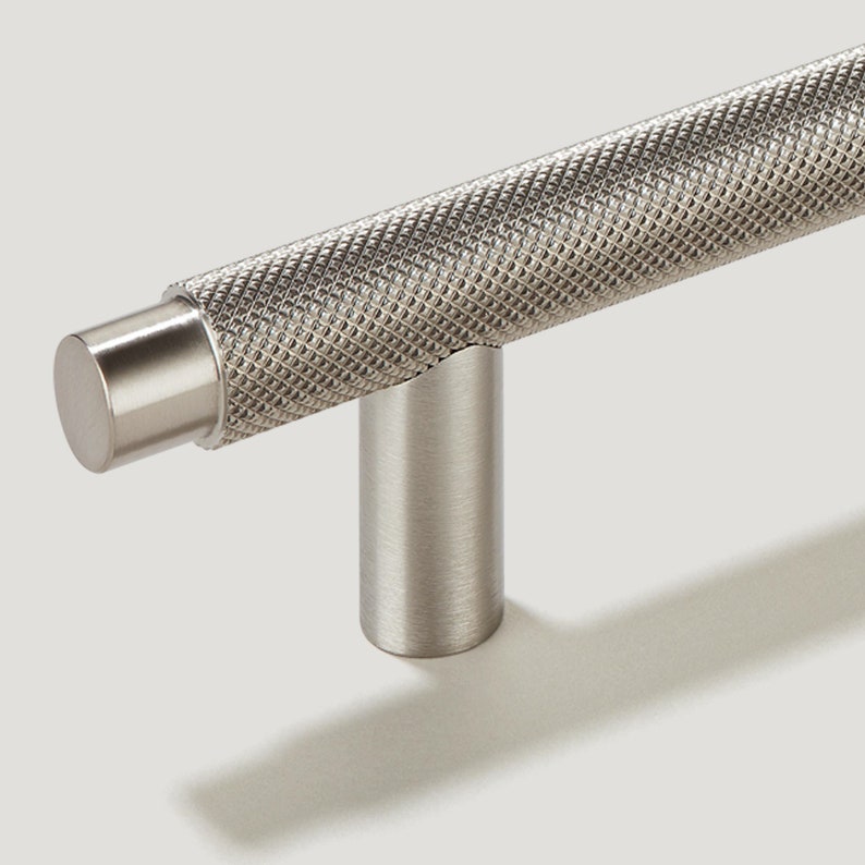 Knurled T Bar Satin Nickel Handles Silver Door Etsy