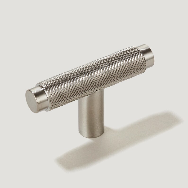 Knurled T Bar Satin Nickel Handles Silver Door Etsy