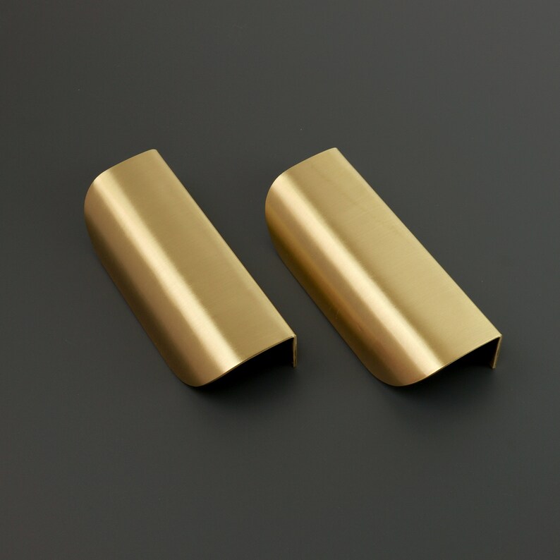 Curved brass Lip Pull Handles Brass Door Handles Etsy