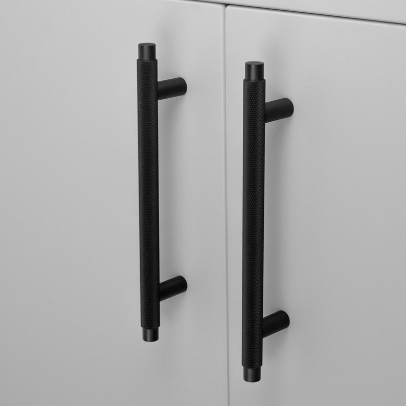 Knurled T Bar Solid Matt Black Handles Matt Black Etsy