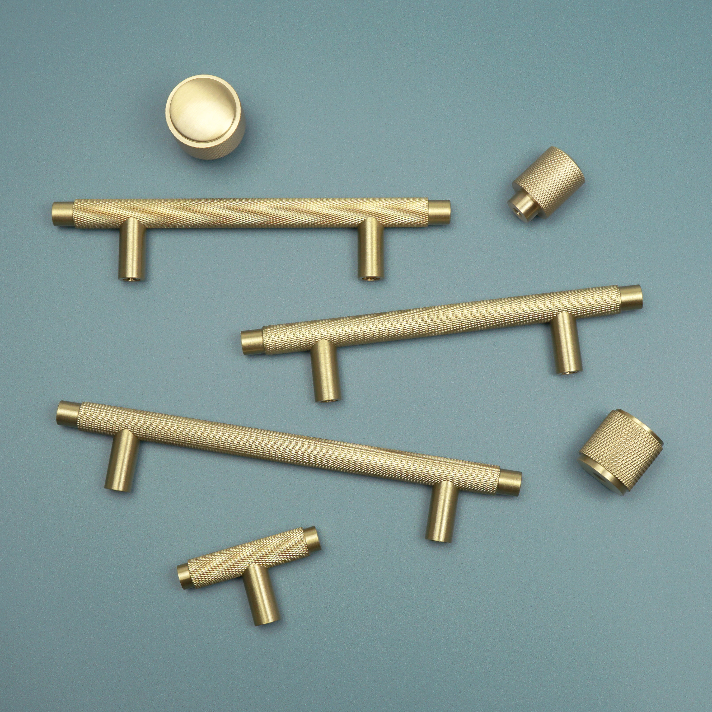 Knurled Kitchen Handles Solid Brass Satin Brass Door Handles Etsy
