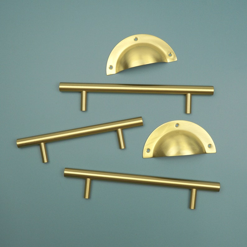 Luxury Solid Brass Cup Drawer Pulls Brass Door Pull Drawer Etsy