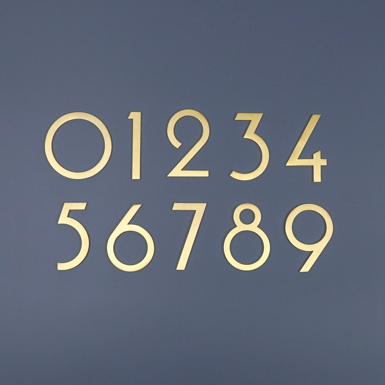 Contemporary Brass Door Numbers | Brass Door Numbers  | Gold Door Numbers | Brass Door Hardware | Brass Room Numbers| Numbers for Doors
