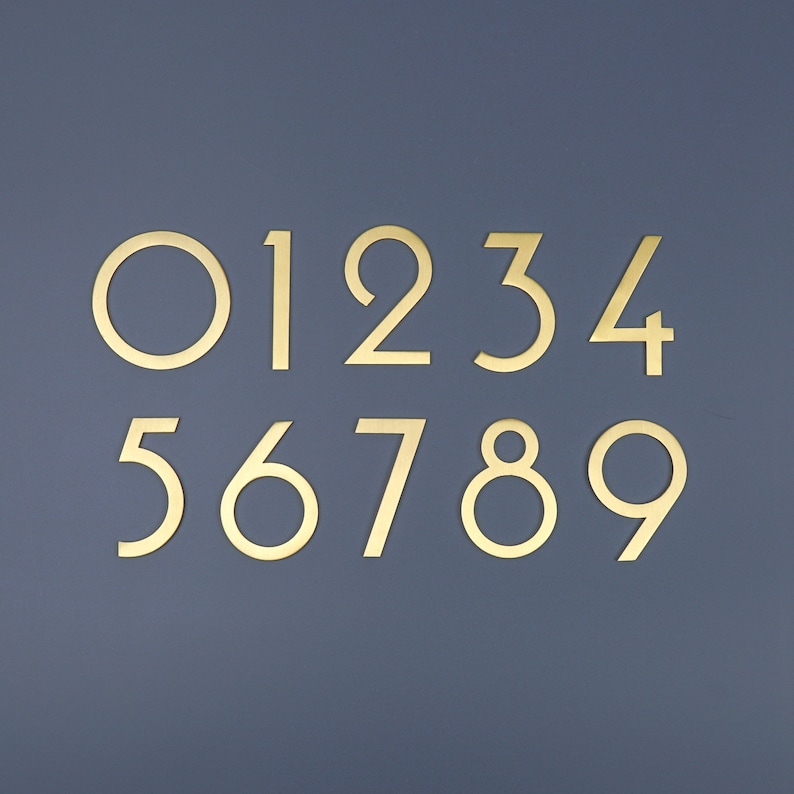 Contemporary Brass Door Numbers | Brass Door Numbers  | Gold Door Numbers | Brass Door Hardware | Brass Room Numbers| Numbers for Doors