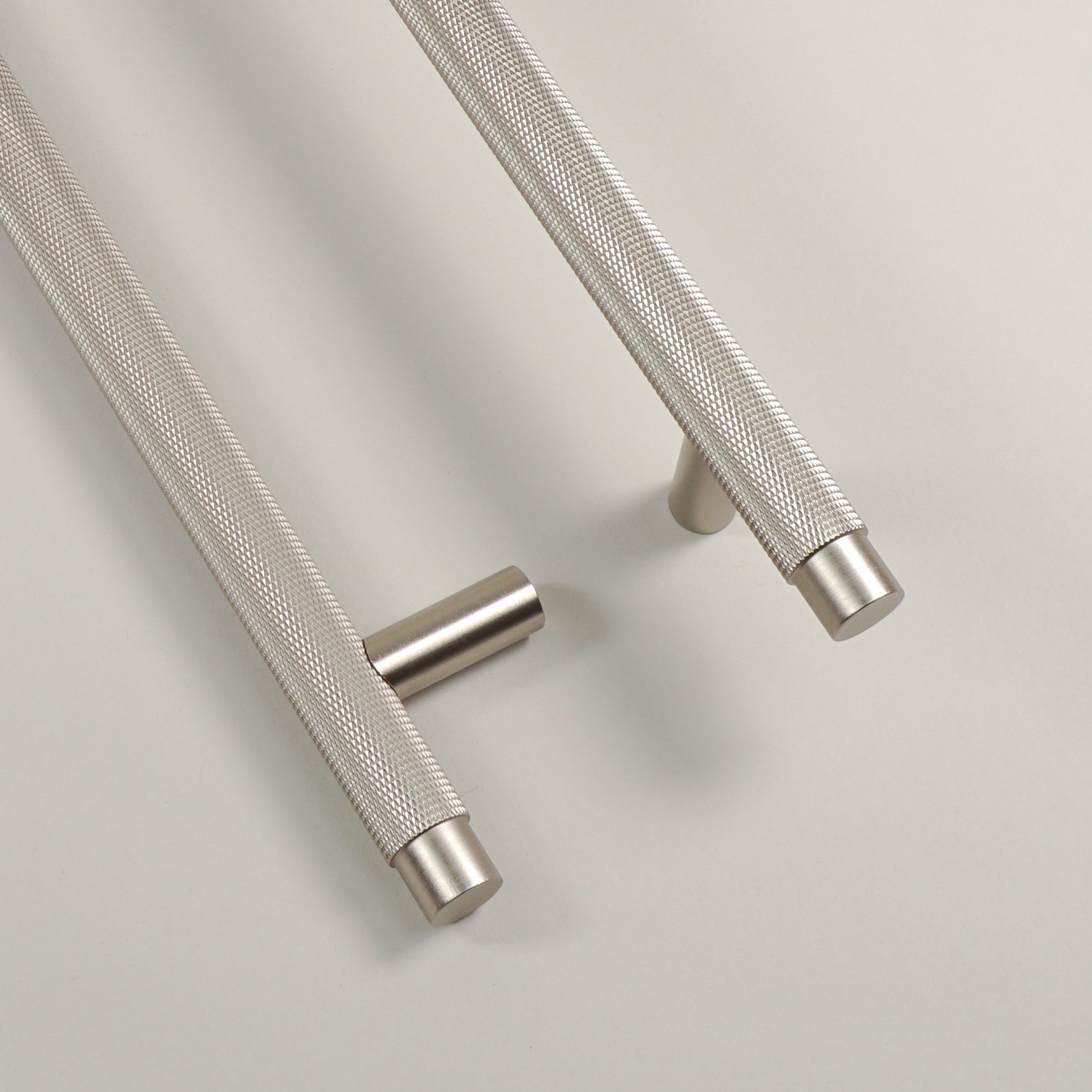 Knurled T Bar Solid Satin Nickel Handles Silver Door Etsy