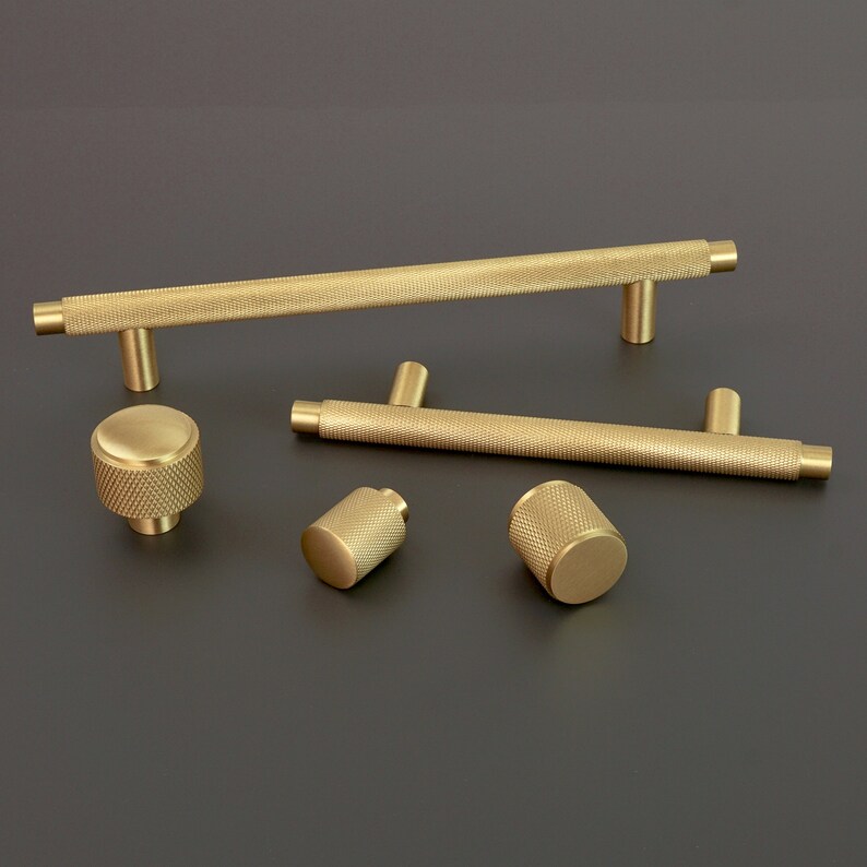 Knurled Button Knobs Kitchen Knobs Brass Etsy