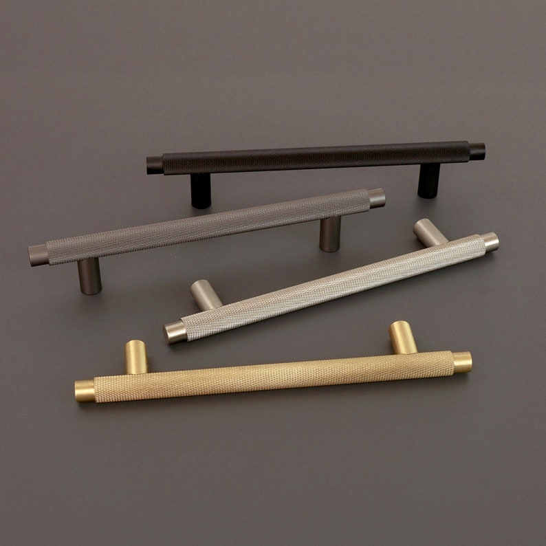 Knurled T Bar Solid Brass Handles Brass Door Handles Etsy