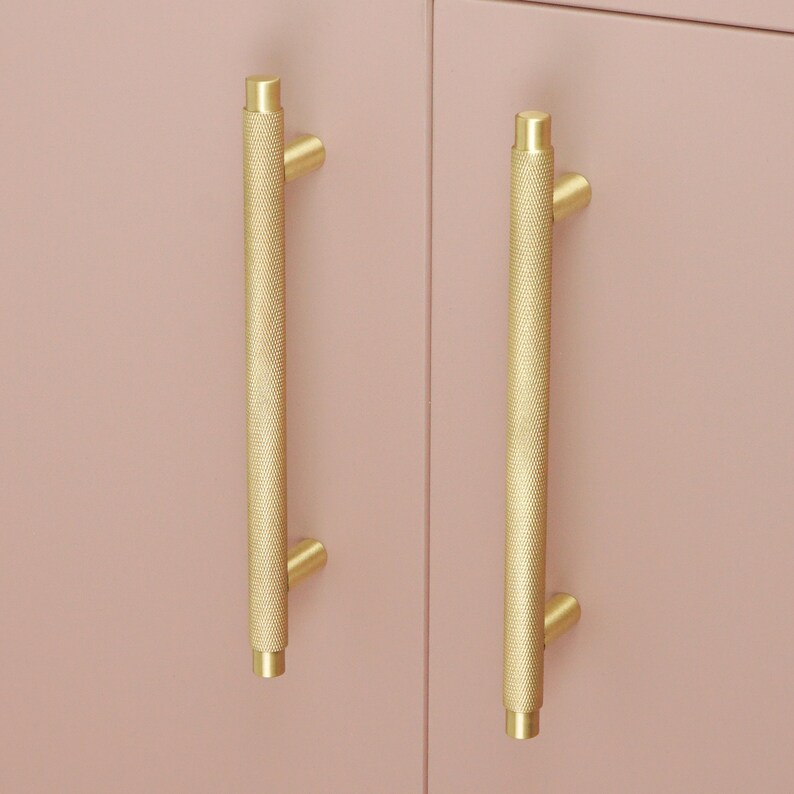 Knurled T Bar Solid Brass Handles Brass Door Handles Etsy