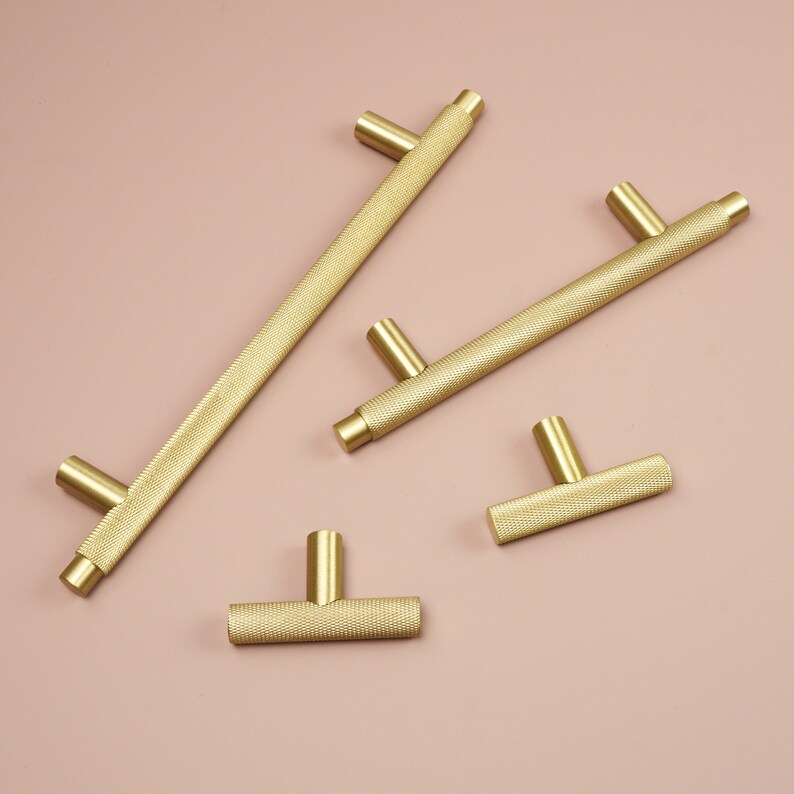 Knurled T Bar Solid Brass Handles Brass Door Handles Etsy