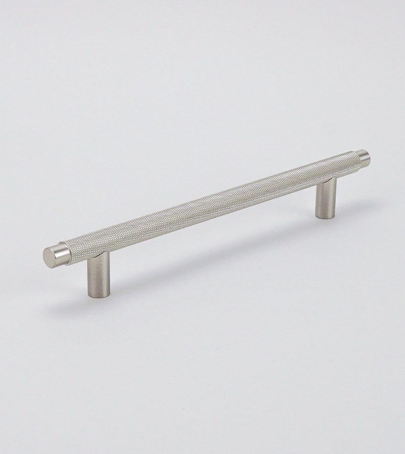 Knurled T Bar Solid Satin Nickel Handles Silver Door Etsy